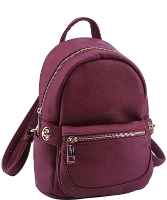 Cute Chic Backpack with Detachable Front Waist Bag WU1095 BURGUNDY